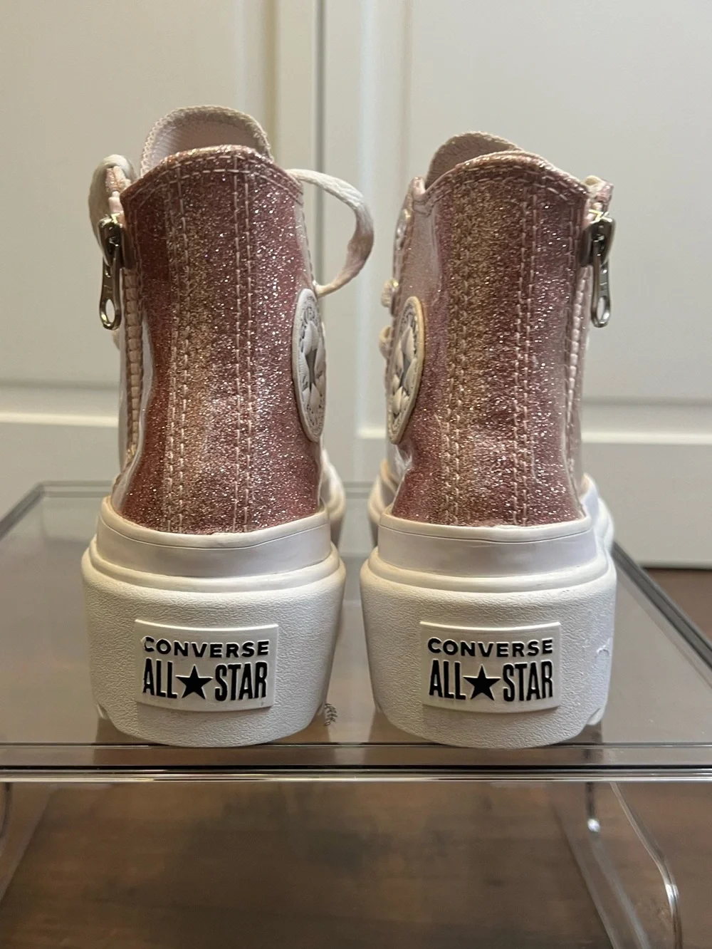 Converse Girls Chuck Taylor All Star Lugged Glitter Sneakers Size 13 Color Pink